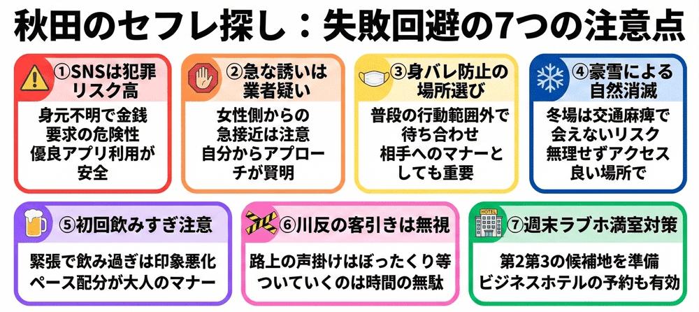 実体験で学んだ、秋田のセフレ探しで失敗を避ける注意事項