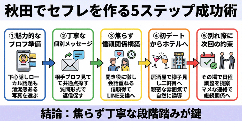 秋田の出会い系アプリで成功するセフレを作る流れ