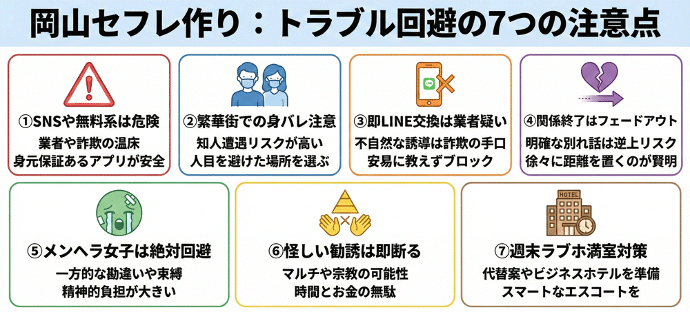 実体験で学んだ、 岡山のセフレ作りで失敗を避ける注意事項
