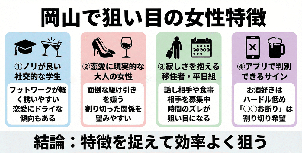 岡山でセフレにしやすかった女性の特徴