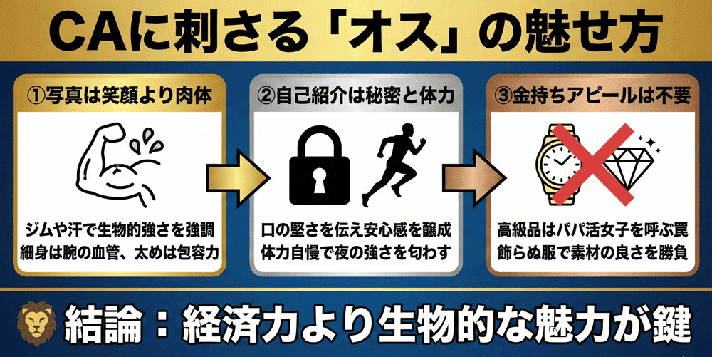 札束より「オス」を見せろ！CAが本能で求める男のプロフィール作成方法